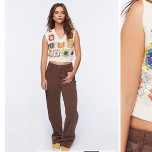 NWT crochet cropped sweater vest size small